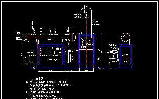 某大楼空气分离器cad布置设计施工图 下载_暖